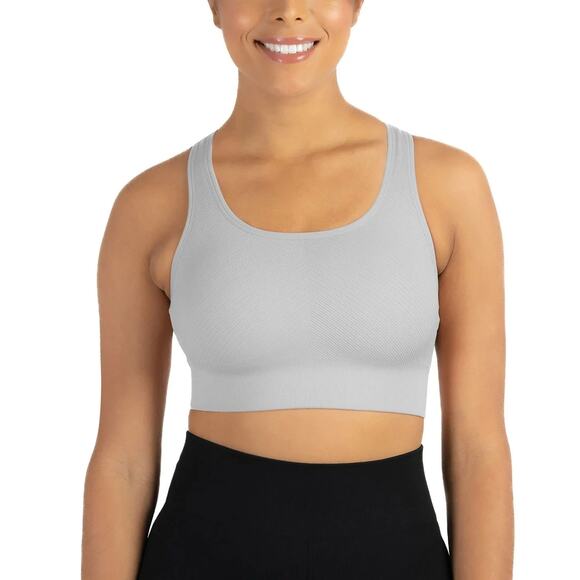 Members Mark Womens Seamless Racerback Sports Bra Light Grey Size XXL - Picture 1 of 7